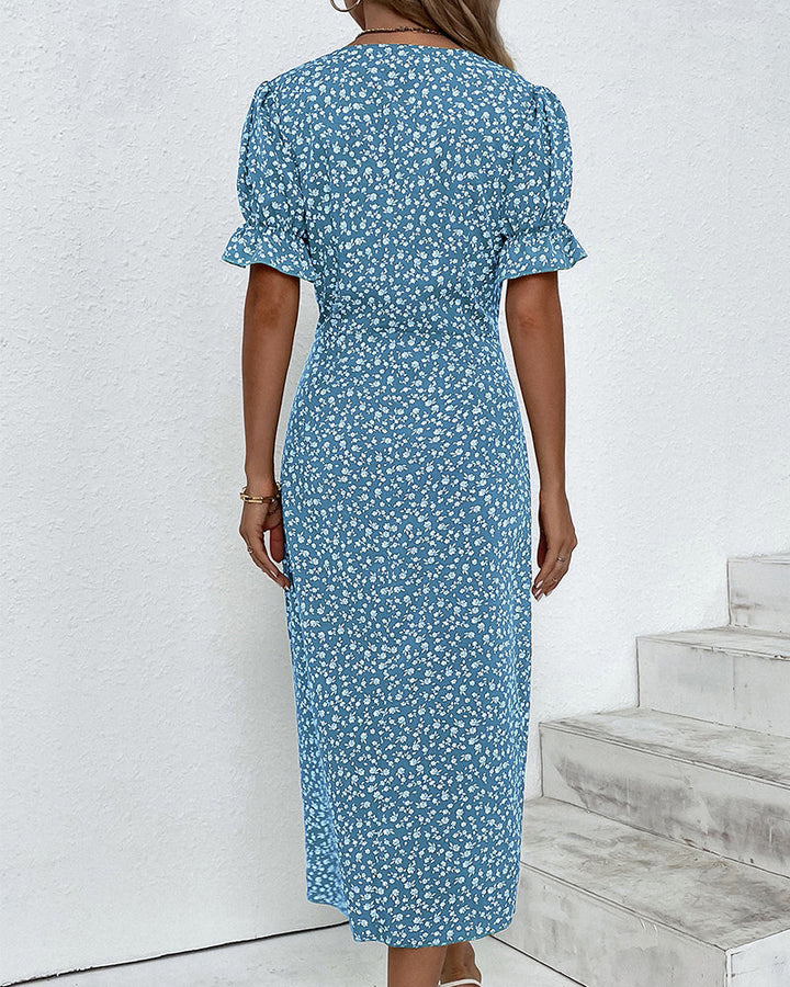 Women’s elegant occasion outfit isolated on a clean background.