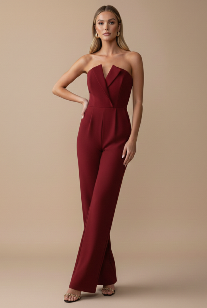 Model walking pose showing flow of wide leg pants movement