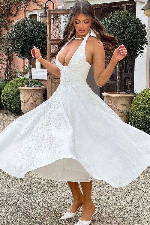 Jacquard dress for weddings and seasonal celebrations.