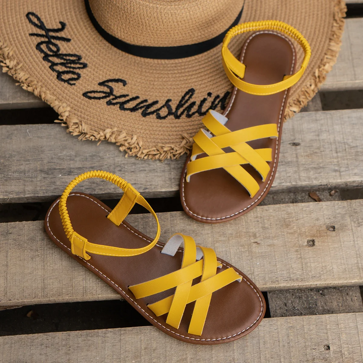 Close detail of straps on foot model wooden and hat background clean