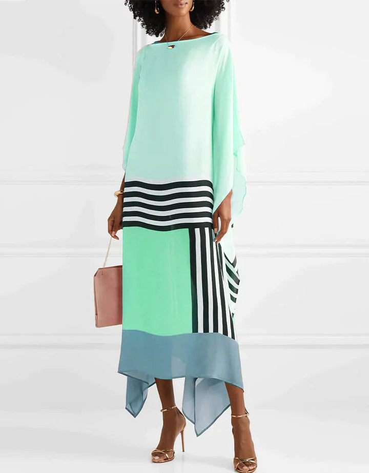 Batwing sleeve maxi kaftan styled on a model against a clean background.