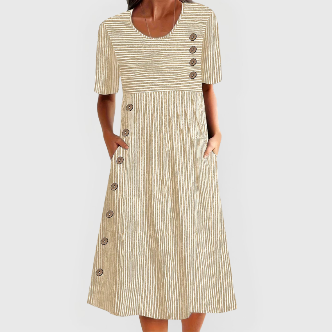 Round dress with pockets in yellow color