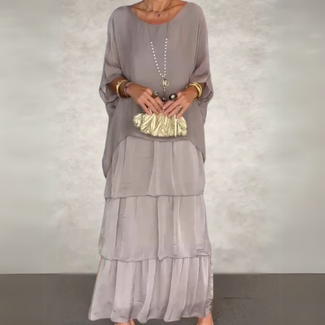Relaxed fit grey maxi dress with plain design