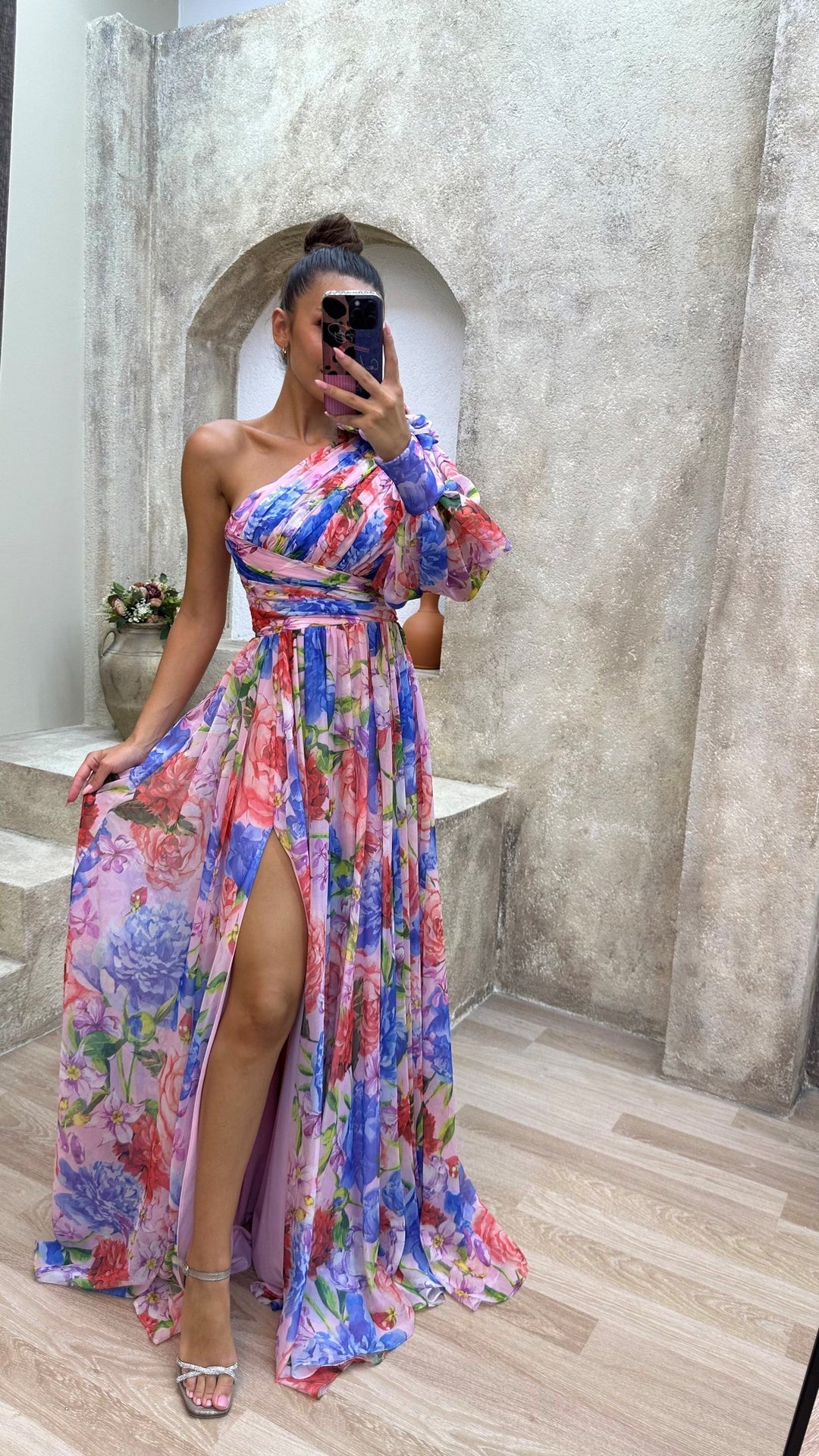 Tessa | Formal Asymmetric Floral Long Maxi Dress with Side Split
