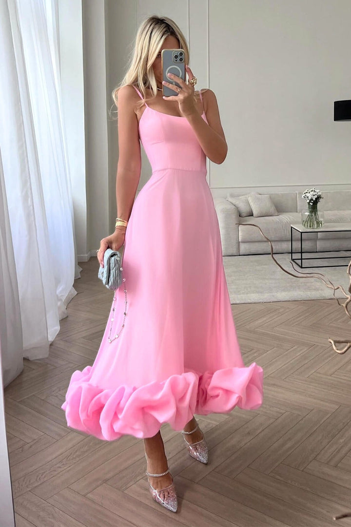 Pink evening gown styled on living space