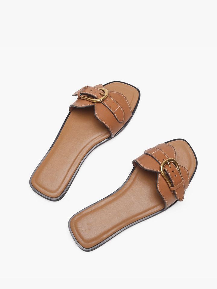 Angled front sandals in plain background modern look