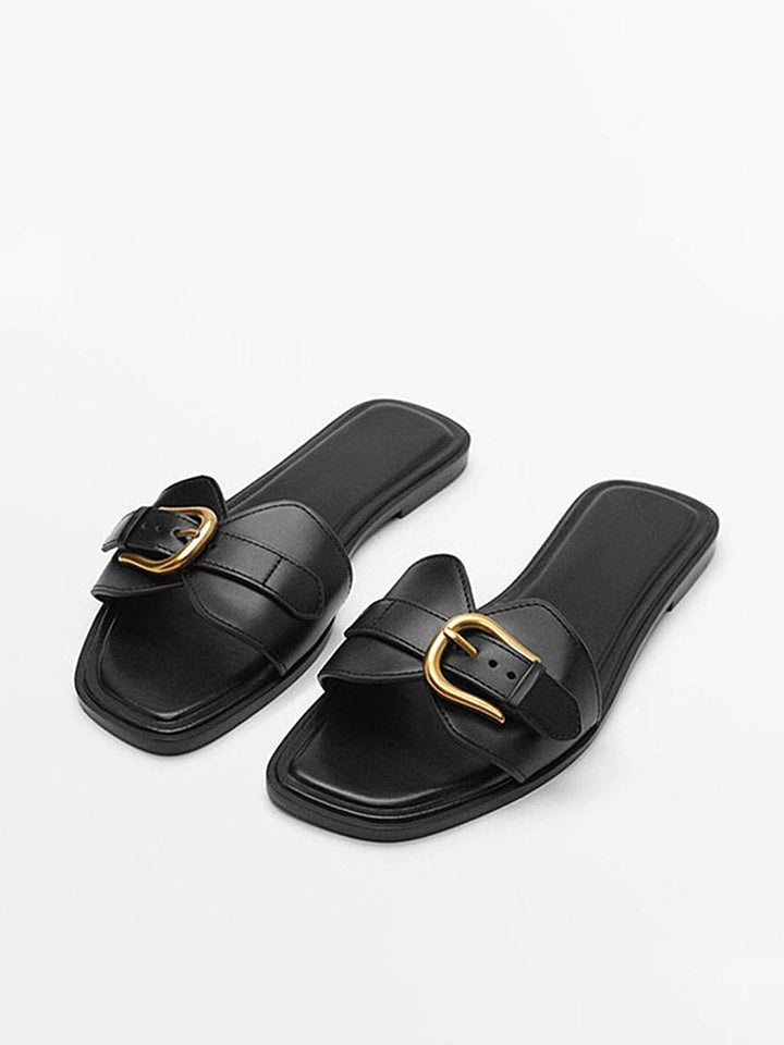 Front view of black sandals on plain background clear