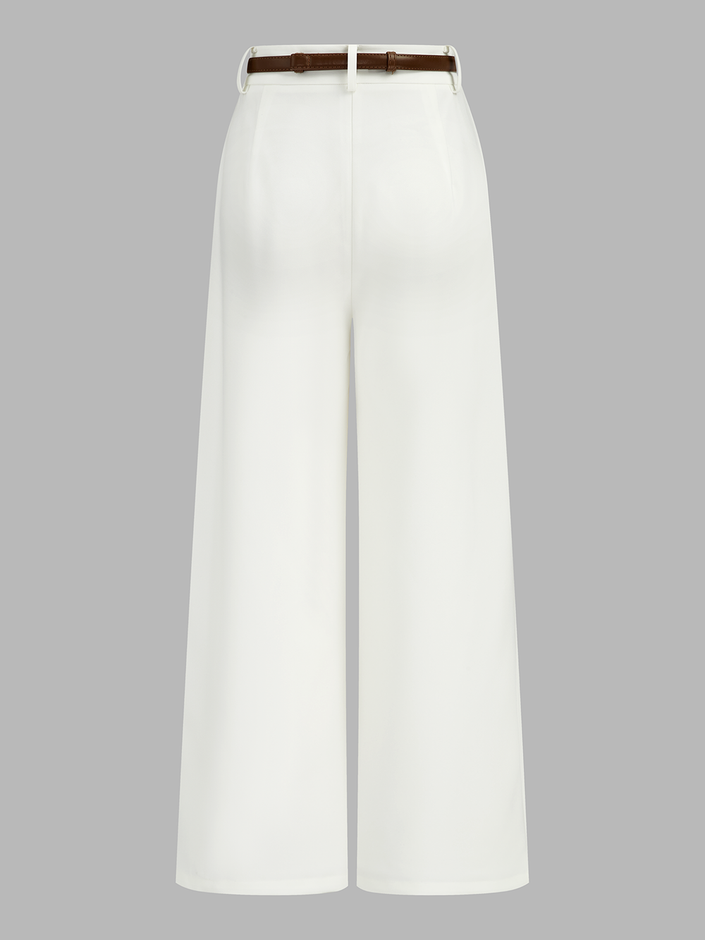 Waist belted long pants against a plain background.