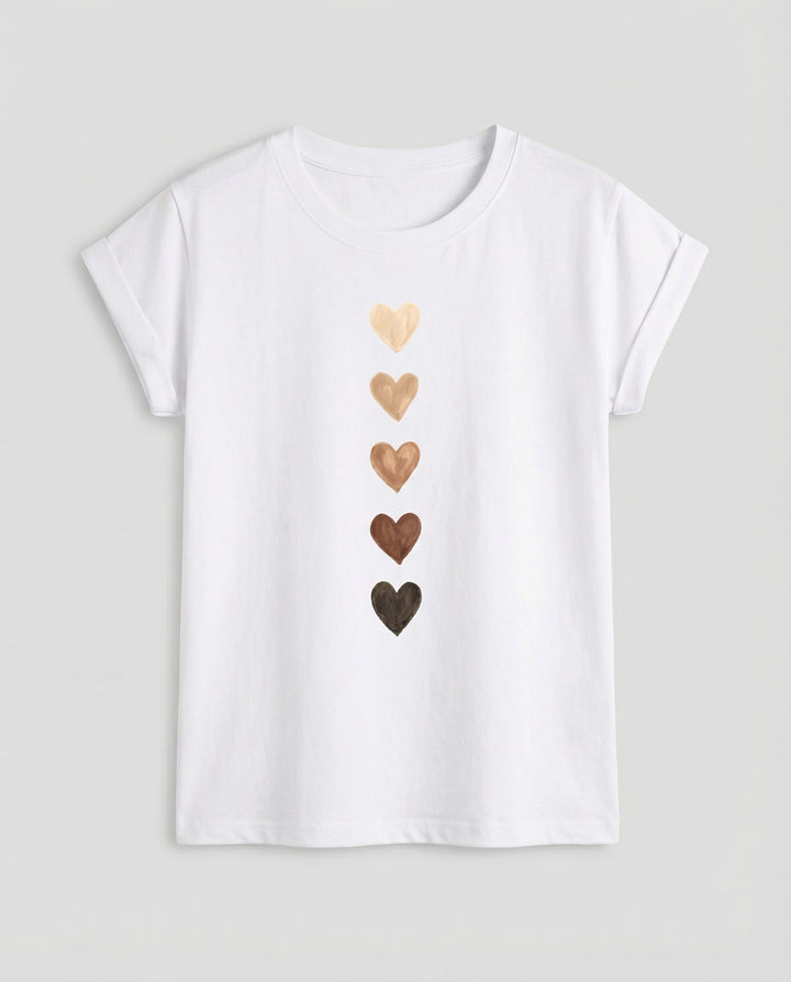 Female model in a relaxed summer T-shirt suitable for everyday wear.
