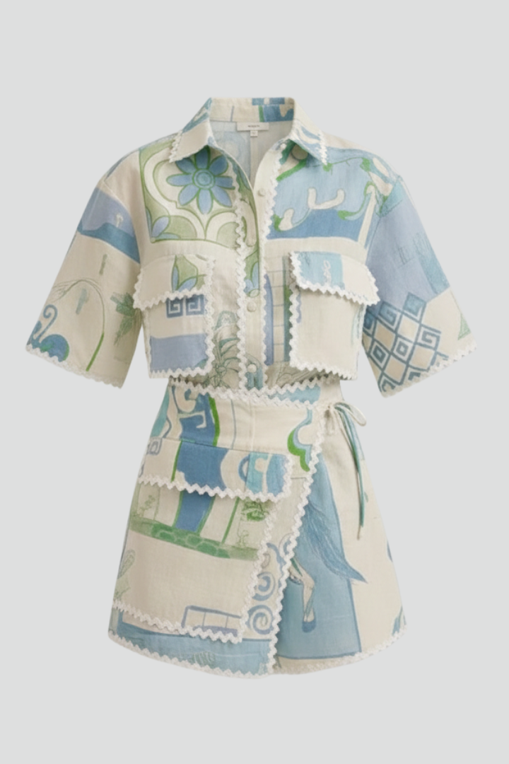 Fashion patchwork set in gray background