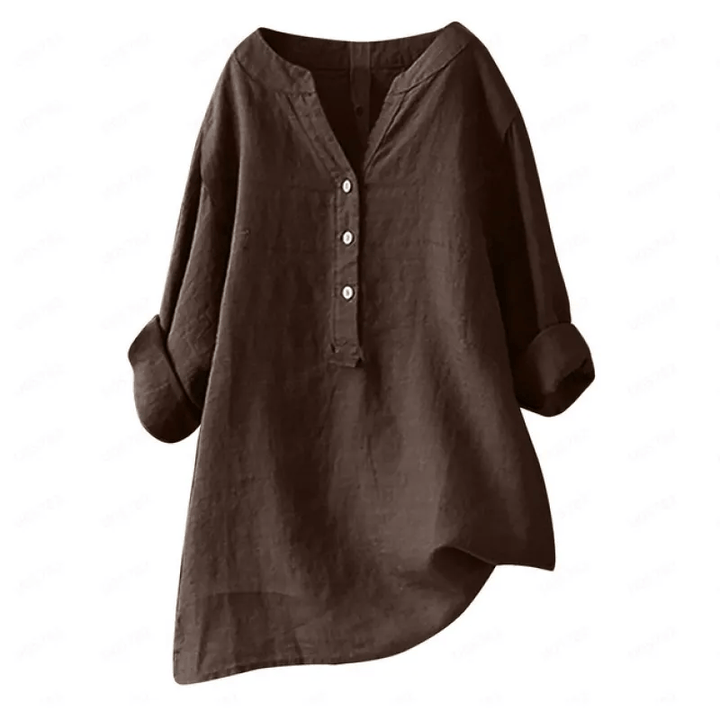 Minimal women’s linen top with breathable fabric on clean background.