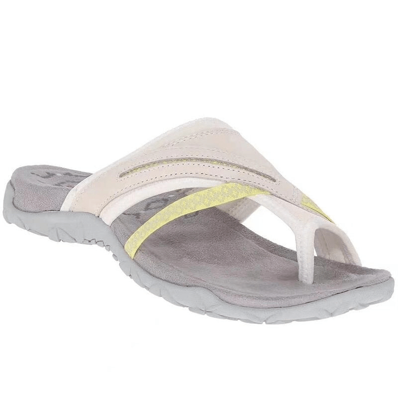 Close up toe ring detail on foot model white background