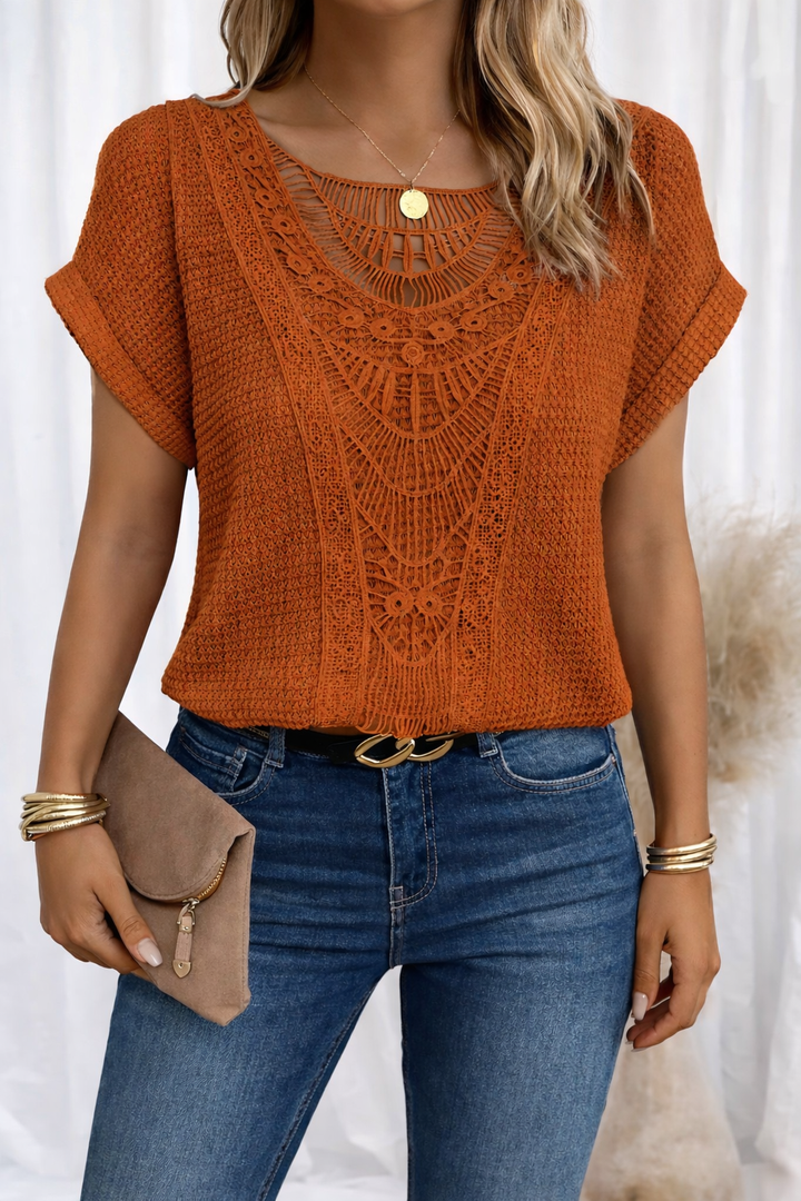 Relaxed fit front pose orange top