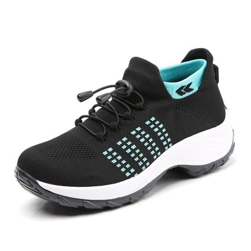 Sporty black shoes with white contrast 