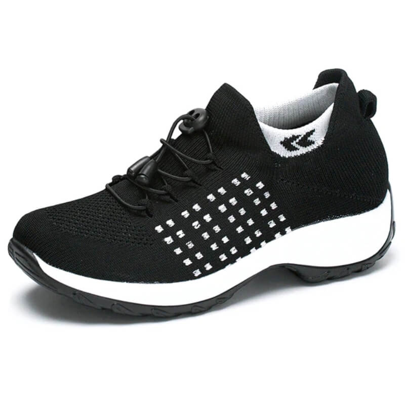 Stylish knit trainers paired with white ankle socks