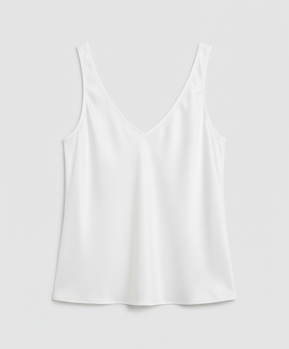 Female model wearing a casual top with a relaxed and modern look.
