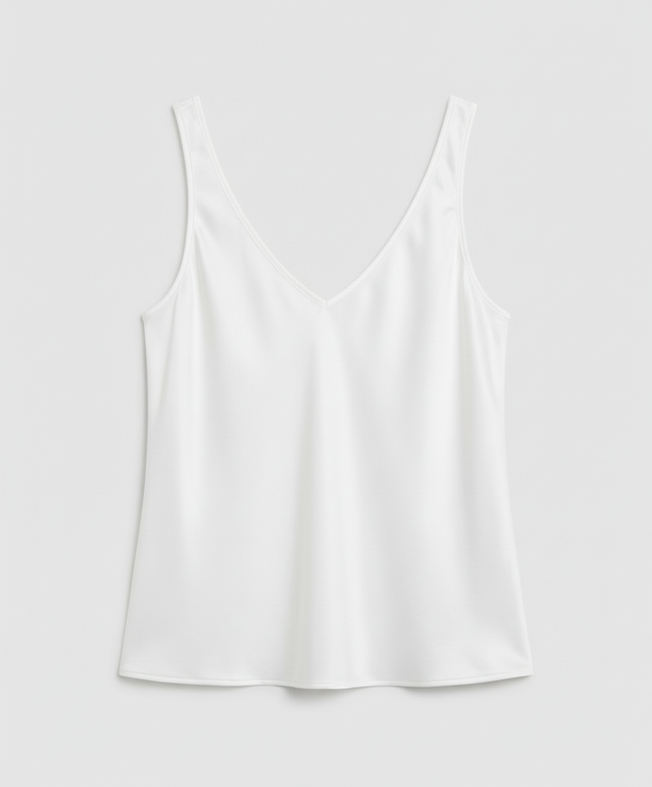 Female model wearing a casual top with a relaxed and modern look.

