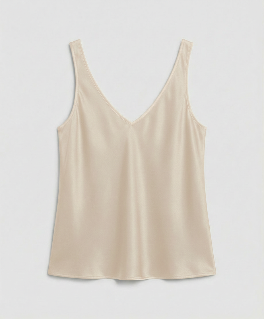 Woman wearing a casual top suitable for warm-weather styling.