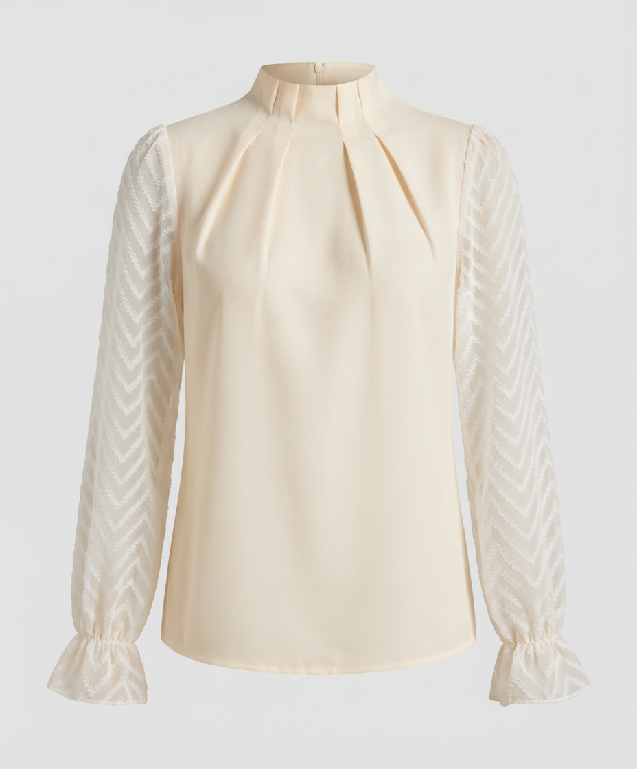 Female model displaying a versatile long sleeve top for everyday styling.