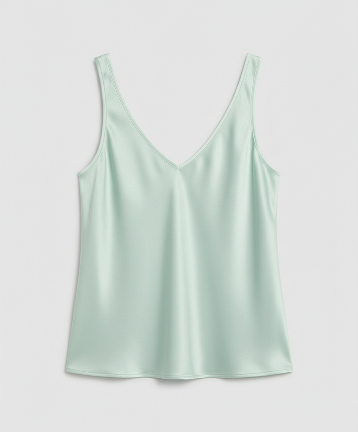 Female model in an understated everyday top with a timeless appearance.
