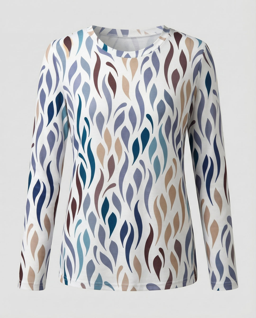 Woman wearing a classic T-shirt suitable for casual and smart-casual outfits.