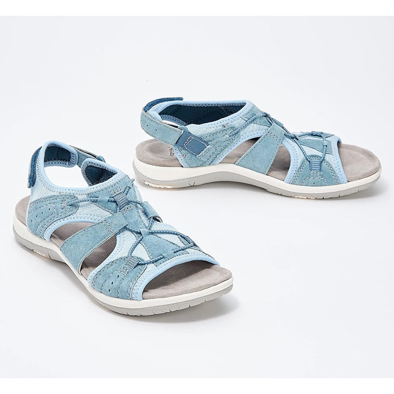 Top perspective sandals on plain background simple clean layout