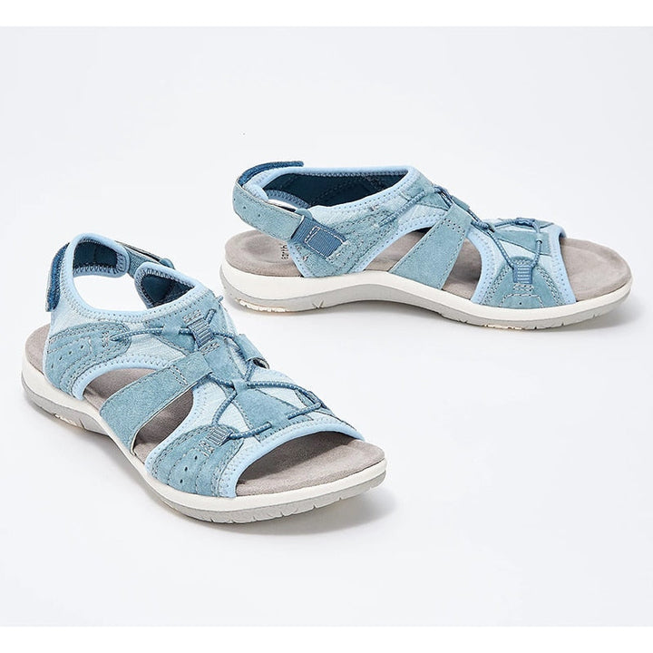 Top perspective sandals on plain background simple clean layout
