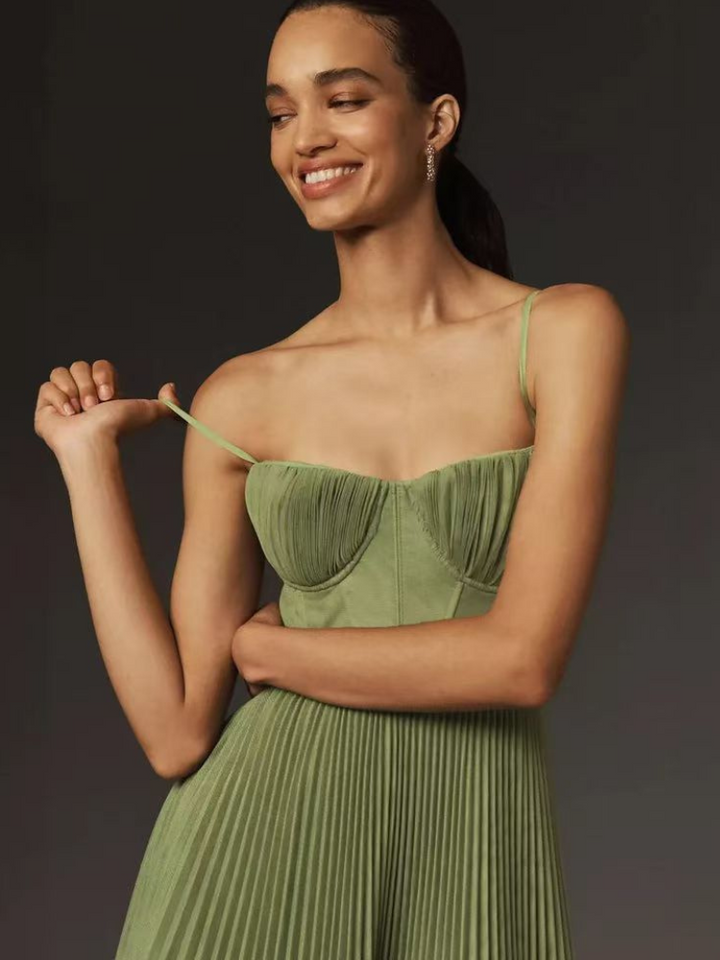 Female model wearing graceful dress shoes for special events.