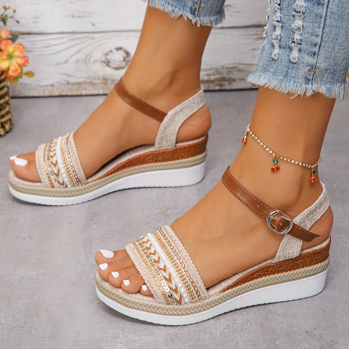 Close side angle foot model wearing sandals plain background image