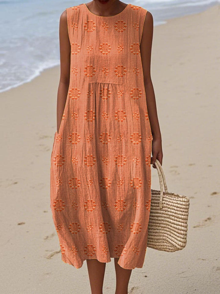 Model front showing dress movement plain background full body