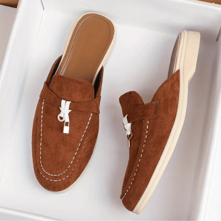 Footwear summer moccasins plain background minimal look