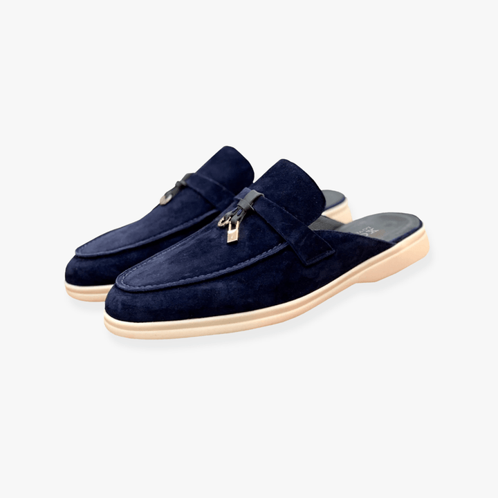 Full pair of mules plain background photo.