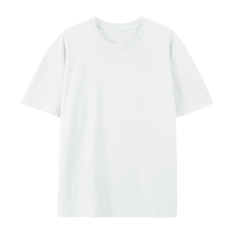 Woman wearing a casual cotton T-shirt with an over