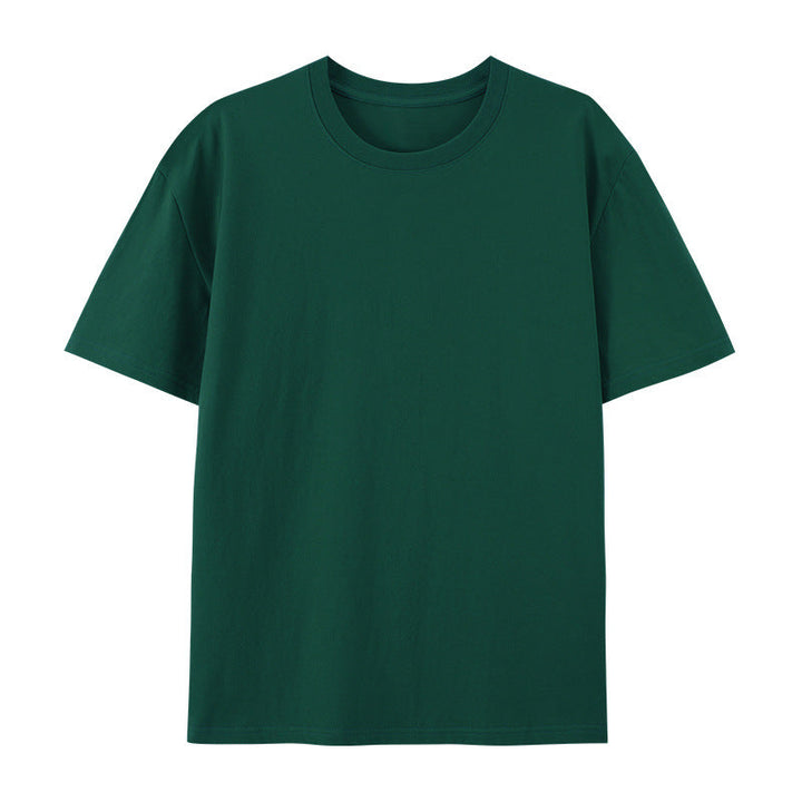 Woman showcasing a breathable cotton T-shirt with a relaxed silhouette.
