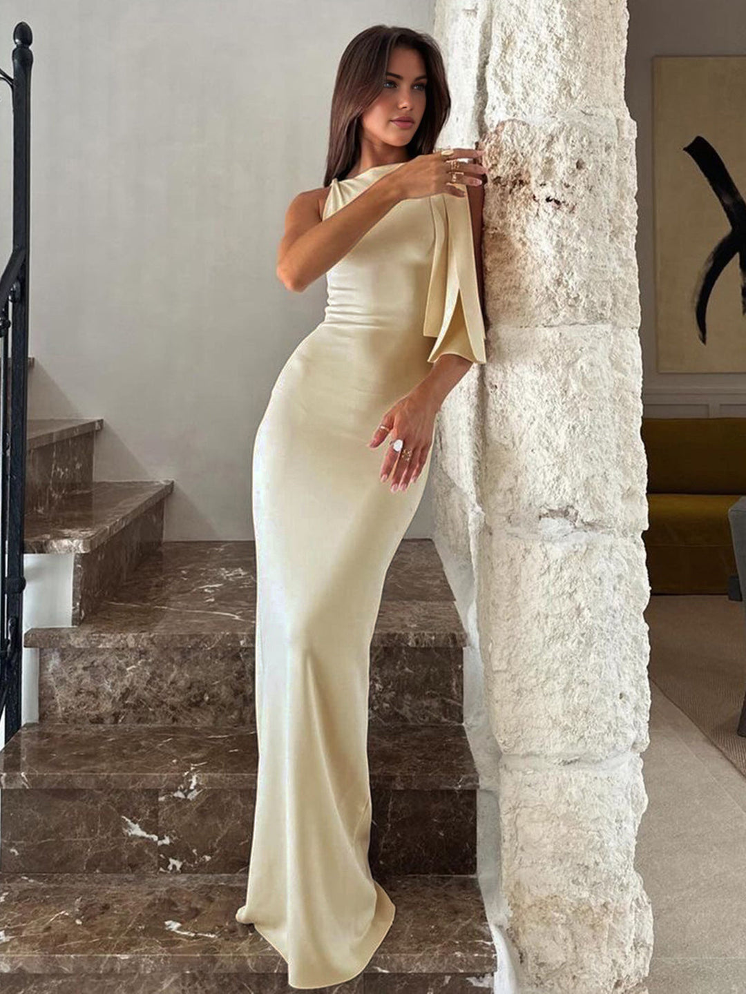 Ophelisse | Elegant One Shoulder Evening Maxi Dress for Formal Events