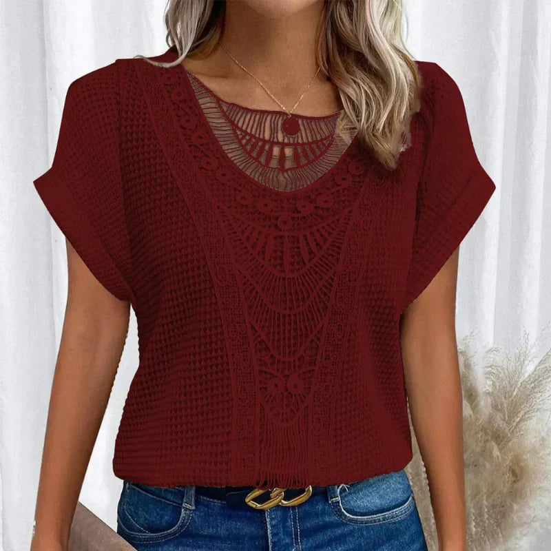 Elegant summer red blouse front