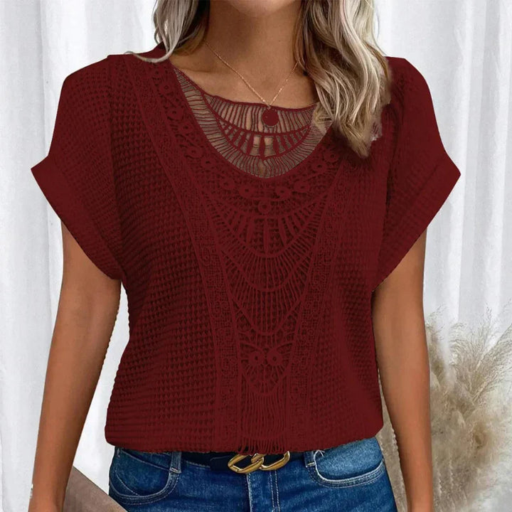 Elegant summer red blouse front