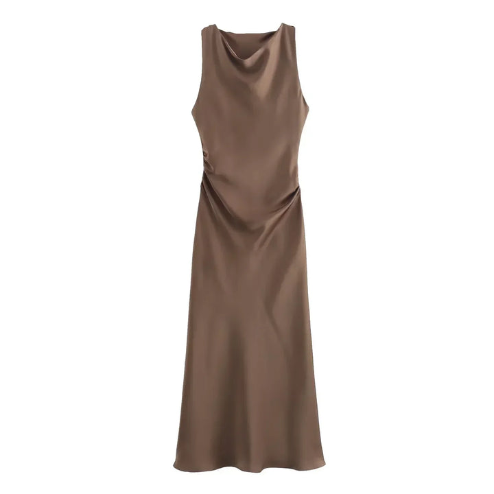 Ruched side midi dress with a flattering fit.