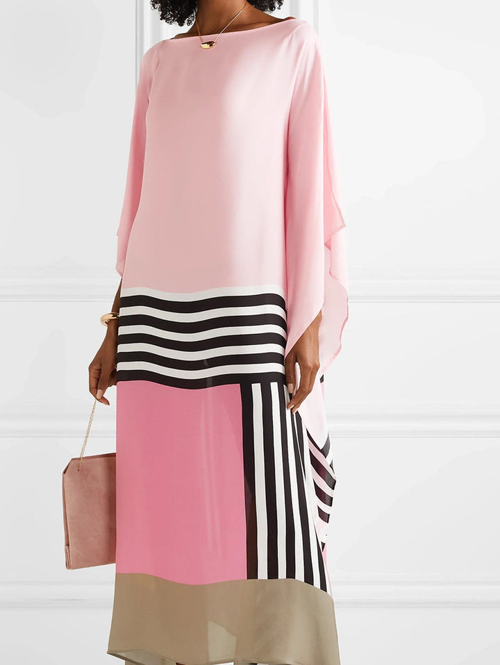 Colour-block maxi kaftan displayed on a model with a clean background.
