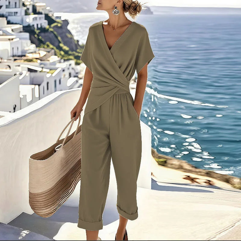 Model wearing versatile summer matching set