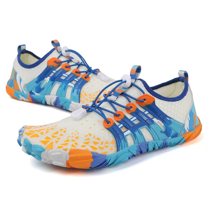 Breathable aqua shoes on a clean background.