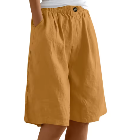 Elastic waistband yellow short with background