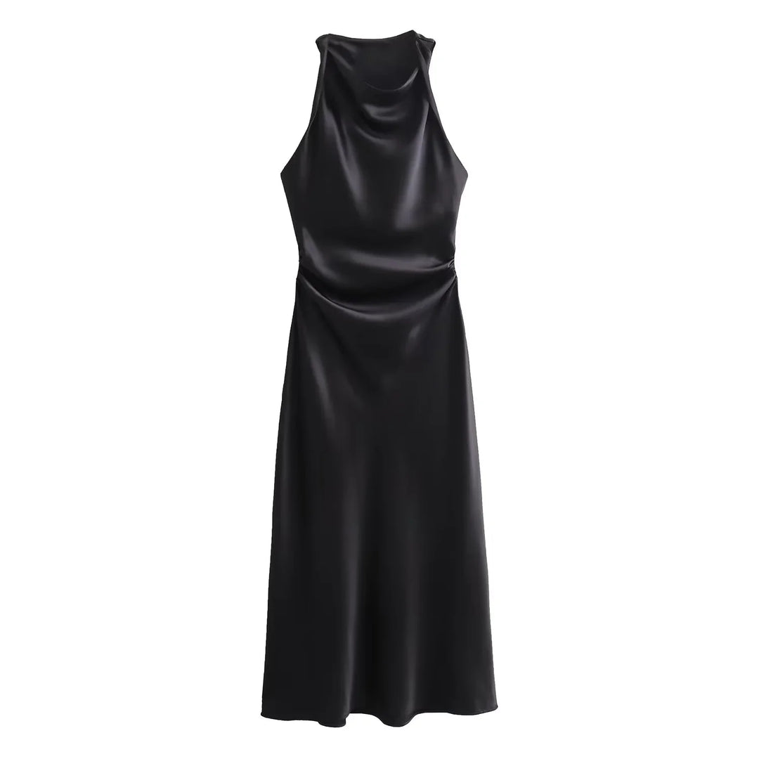 A body-skimming midi dress with ruched detailing.