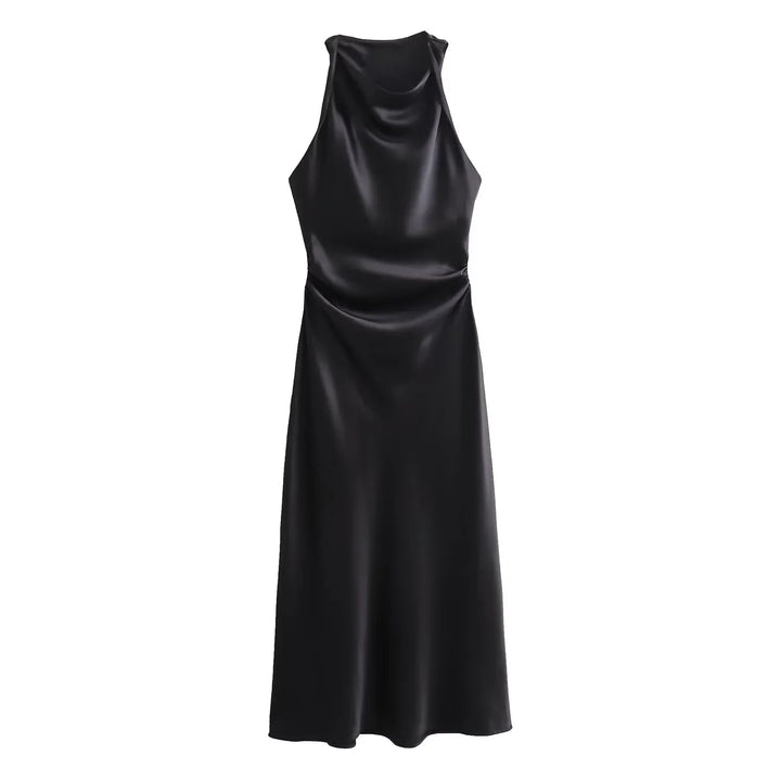 A body-skimming midi dress with ruched detailing.