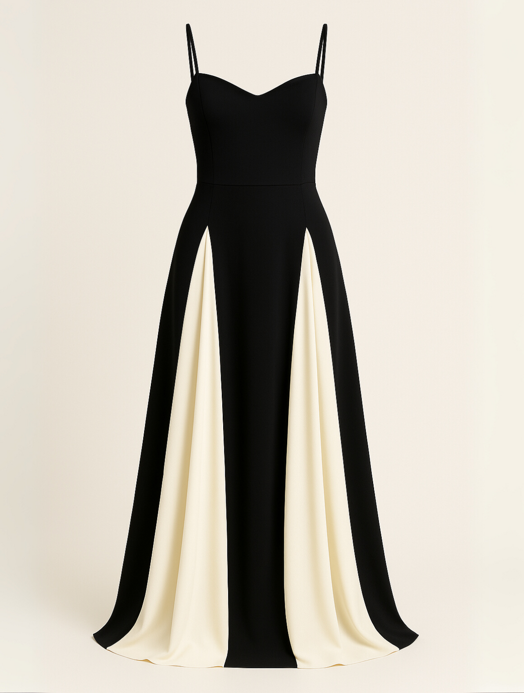 Elegant dress in studio, gray plain background.
