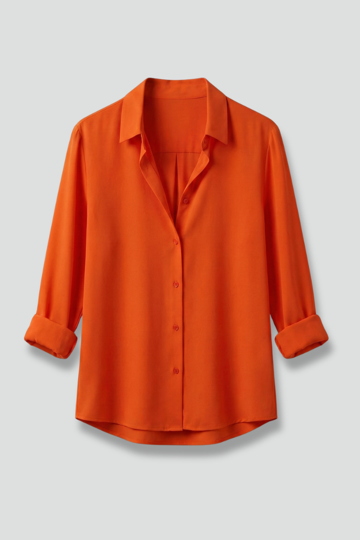 Smart casual orange shirt with rolled cuff sleeves