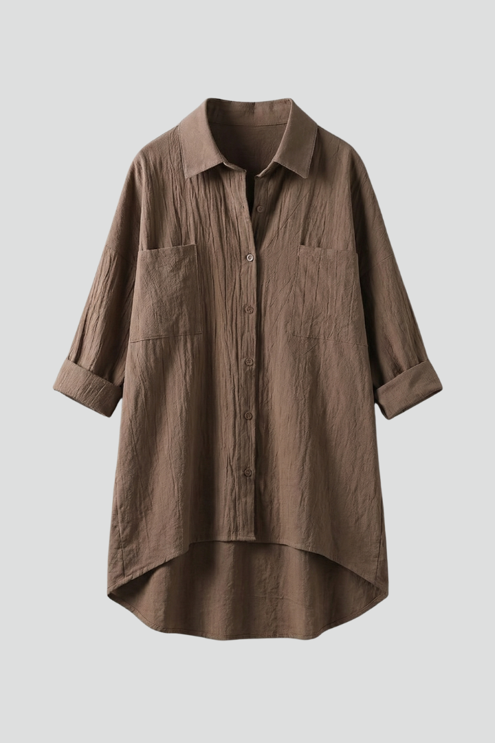 Solo woven blouse with polished collar front look 