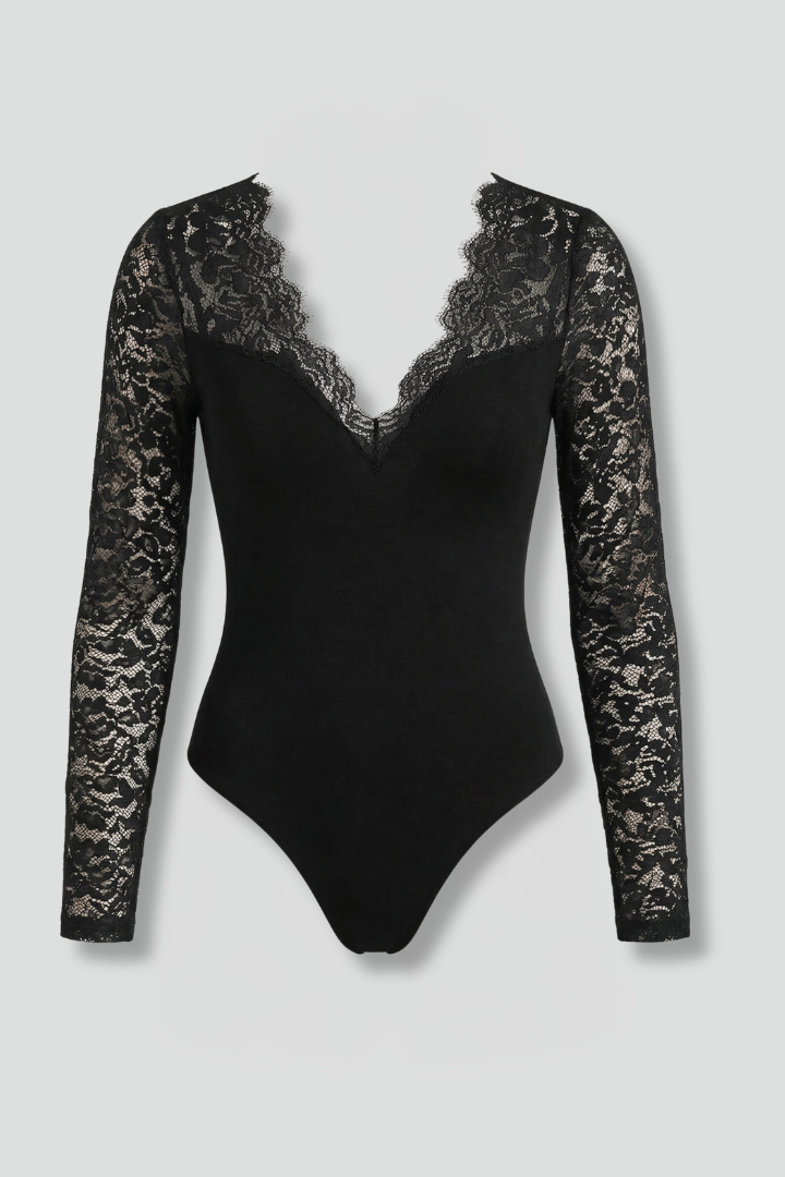 Lella | Elegant Long Sleeves Lace Blouse with V Neckline