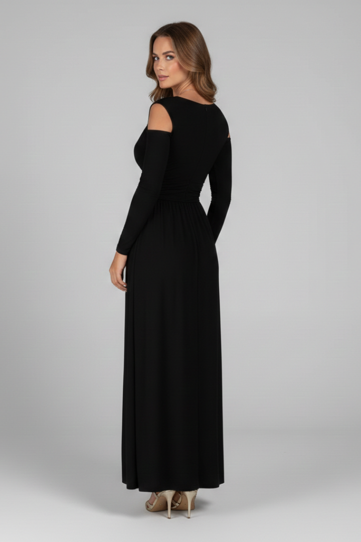 Female back view of dress gray background image