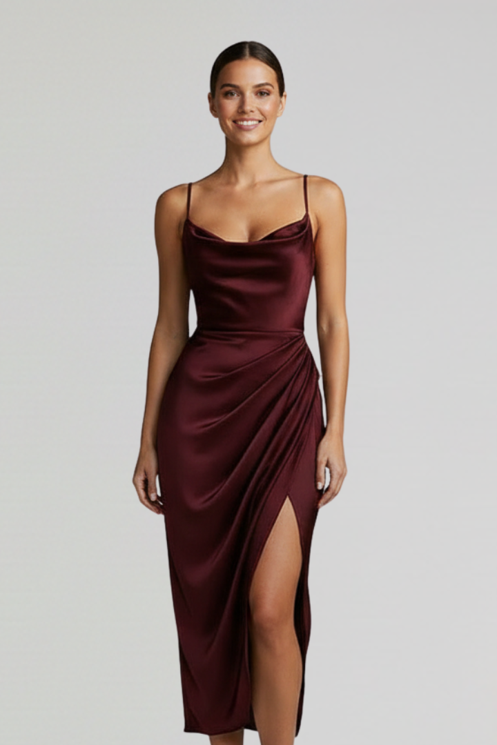 Woman in a stylish evening gown